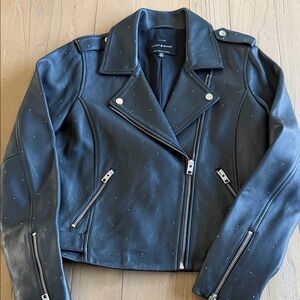 Lucky Brand Black Leather Jacket with Studs